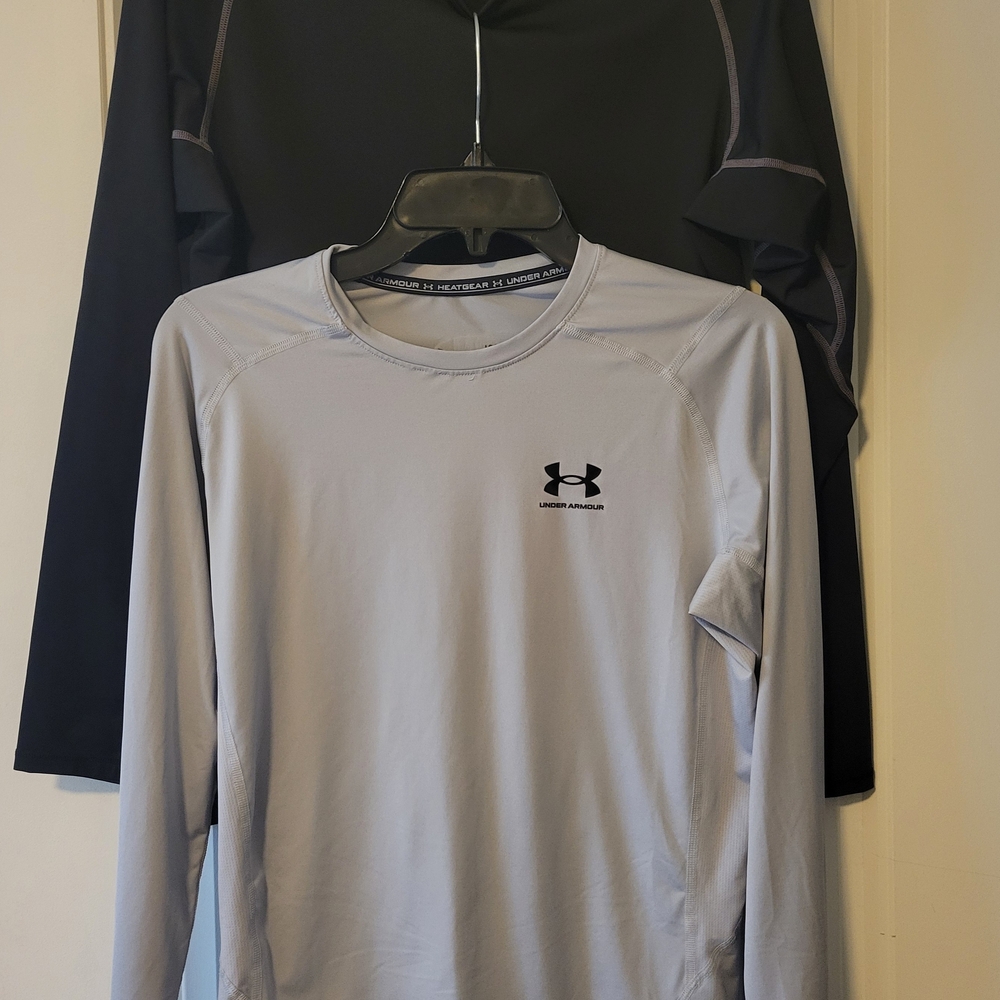 2-Men's Long Sleeve Compression Shirts, Under Armour and No-Brand